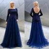 Sexy Open Back Mother Of The Bride Dresses Long Sleeves Lace Appliques Wedding Guest Gowns Plus Size Formal Evening Dress