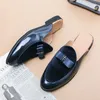 Luxury Designer Casual Moccasins Sandals Mens Antislip Flat Half Shoes for Men Loafers Leather Slippers Breathable Mules Slides 240104