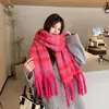 Scarves Woman's Winter Thick Fluffy Comfortable Scarf Beautiful Colorful Striped Wraps Windproof Warm