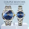 Wristwatches Binbond Business Gold Couple Items For Lovers Women Men Waterproof Stainless Steel Golden Sets Of Watches Him And Her