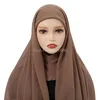 Instant Hijabs Cap with Neck Cover Ready To Wear Scarves Chiffon Hijab for Woman Veil Muslim Islam Pull On Scarf Amira Headscarf