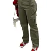 Calça feminina capris ropamujer cargo calça feminina cor sólida calça de trabalho com vários bolsos casual cintura alta calça versátil elegante calça 294