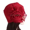 Kvinnor Big Flower Turban Muslim Hijab Bonnet Beanies Chemo Cap Cancer Hat Islam Headscarf Hair Loss Cover Headwear Turbante Mujer