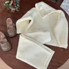 Set di abbigliamento Bambini Ragazze Abiti beige Dolcevita caldo Pullover a maniche lunghe Maglione Pantaloni a maglia a gamba larga a vita alta 2 pezzi Casual per bambini