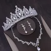 Headpieces Bridal gown headpieces highend wedding crown necklace and earrings threepiece set white crystal inlaid rhinestones party 282r