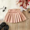 Fashion Girls PU leather pleated skirt kids high waist princess skirts 2024 Spring children all-matching clothes Z6482