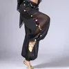 Palco desgaste mulheres barriga dança calças lantejoulas harem oriental dança traje tribal índia egito brilhante bloomers calças