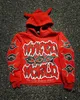 American Hip-Hop Personlig mode graffiti Letter Tryckt huva tröja för män och kvinnor avslappnad retro punkpar bär 240103