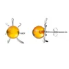 Stud Earrings Baltic Amber 925 Sterling Silver Flaming Sun Ball For Women - Fashion Natural Stone Jewelry Wholesale