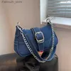 Avondtassen Denim schoudertas Keten Jeanstassen Modetrend Dames Messenger Bag HighQuality onderarmportemonnee Handtas Retro dameshandtassen Q240104