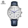 ساعة معصم Ochstin الساعات الساعات الفاخرة كرونوغراف العسكرية الرياضية المشاهدة التناظرية Quartz Wristwatch Navy Blue Leather Belt Gift for Boyfriend