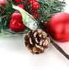 Decorative Flowers Red Berry Stems Artificial Pine Picks For Christmas Tree Decorations Flower Arrangements
