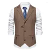 Men's Vests 2024 Autumn Polo Collar Single Breasted Suit Vest Casual Sleeveless Tank Top