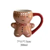 Mugs 300ML Gingerbread Man Cups With Handle Cute Xmas Ceramic Coffee Tea Couple Cup Year Gifts Milk Beverage Drink