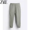 Men's Pants ZALE Linen Solid Color Drawstring Elastic Waist Casual Comfortable Ankle Banded Jogger Daily Streetwear