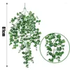 Decorative Flowers 80cm Artificial Rattan Round Leaf Eucalyptus Wall Hanging Simulation Green Plant Fake Vine Home Decor