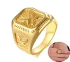 fashion Mens Eagle Ring Gold Tone Stainless Steel Square Top with Rays Signet Ring Heavy Animal Band243K9496897