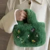 Winter-Einkaufstasche mit künstlichem Kaninchenhaar, Farbe Diamant-Design, weiche Kunstfell-Handtasche für Damen, kleine, flauschige, kausale Plüsch-Geldbörsen 240104