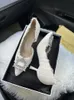 White Design Rhinestones Women Pumps Spring Fashion Pointed Toe Female Shallow High Heel Elegant Women's Work Dress Shoes 240103