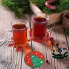 Sous-verres pour boissons de noël, oreiller en feutre, flocons de neige, coussinets antidérapants, théière, tapis isolant absorbant, pour cadeau