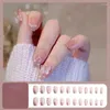 Faux ongles doux été faux patchs rose paillettes nue presse sur les femmes portables autocollants d'art d'ongle entièrement fini