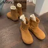 Botteg Venets Snap Snow Boots fur integrated sole for plush and cowhide Dongbei cotton shoes for womenQQ