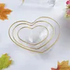 Bowls Heart Shaped Glass Bowl Simple Love Golden Trimming Fruit Plate Irregular Transparent Candy Trays Snack