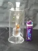 A 014 Altezza Bongglass Klein Recycler Piattaforme petrolifere Tubo dell'acqua Soffione doccia Perc Bong Tubi di vetro Narghilè Foglie decidue ZZ