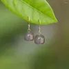 Boucles d'oreilles pendantes en Jade naturel, calcédoine, boule violette de fumée pour femmes, fraîches, élégantes, exquises, perles, bijoux classiques simples