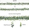 装飾的な花4パックフェイクユーカリガーランド植物人工ブドウのぶら下がっている葉の葉の緑緑色6フィート/PCS UV保護屋内屋外