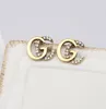 20style 18K Gold Puded Brand Brand Letters Stud arrings Classical Hyngetric Women 925