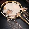 Double-sided Phoenix Round Fan Antique Round Hand Embroidery Chinese Style Bridal Fan Finished Product Handmade Po Props 240104