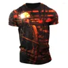 Herren T-Shirts 2024 Trend Muscle Beach Shorts Männer T-Shirt 3D Man Fighting With Death Gedrucktes Harajuku Übergrößenhemd Cool Casual