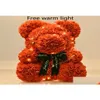 Декоративные цветы Венки 40см Медведь из роз со светодиодной подарочной коробкой Тедди Роза Мыло из пены Цветок Искусственные подарки для женщин Valentines7 Dh8Qe