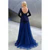 Sexy Open Back Mother Of The Bride Dresses Long Sleeves Lace Appliques Wedding Guest Gowns Plus Size Formal Evening Dress