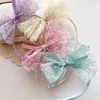 Accessoires pour cheveux 12 pièces TuTu Bow bandeaux imprimé Floral Tulle Bowknot bandeaux durs fête chapeaux Boutique de mode pour les filles