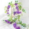 Kwiaty dekoracyjne 2PCS WAKING WAKING HADNOTOWY RATTAN RATTAN GARLAND Artificial Wisteria Arts Dekoracja ścienna liść Wedding Vine