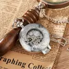 Luxury Stainless Steel Men Vintage Pocket Watch Skeleton dial Silver Hand Wind Mechanical Male Fob Chain Pendant Clock Watches 240122