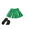 Fashion Girls PU leather pleated skirt kids high waist princess skirts 2024 Spring children all-matching clothes Z6482