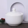Piatti Bianco Puro Ristorante Domestico Tazza Di Stufato In Ceramica Antica Con Coperchio Pentola Per Zuppa Di Cetriolo Di Mare Osso