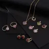 Newly designed zircon heart-shaped circular crystal jewelry set stainless steel pendant necklace earrings party gifts 240104