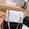 Pearl Diamonds Letters Decoration Designer Women Axel Bag Two-Tone Metal Buckle Gold and Silver Matelasse Chain Classic Flap 24cm Purse Cross Body Handbag