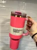 Cosmo Pink Flamingo 1:1 mit Logo, 1113 ml, Edelstahl, Abenteuer-H2.0-Becher, Becher mit Griffdeckel, Trinkhalme, Reise-Autobecher, Valentinstagsgeschenke