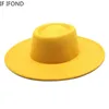 Klassieke Britse stijl 9,5 cm grote brede rand Fedora hoed voor vrouwen mode herfst winter vilt kerk hoeden trouwjurk jazz cap 240103