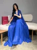 우아한 v 목 슬리빙스 주름 a 라인 이브닝 드레스 여자 패션 형식 댄스 파티 가운 공식 행사 드레스 vestidos 2024