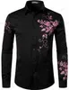 Long Sleeve Hawaiian Shirts Golden Floral Men Fashion Shirt Casual Beach Blouse Bussiness Camisa Men's Clothing Button Up 240104