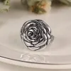 Rose Blossom 14k Jaune Gold State Style Rock Flower Ring Gift for Men / Women Taille 7-13