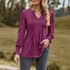 Women's Blouses Women Solid Long Sleeve Blouse Puff V-Neck Loose Tunic Spring Vintage Temperament Shirts Elegant Business Undershirts