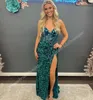 Elbiseler Sequin Prom Elbise 2K24 Kesilmiş Cam Aynalar Boncuk takılmış Korse Lady Girl Pageant Elbise Resmi Parti Düğün Konuk Kırmızı Capet Pist Bla