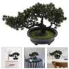 Decorative Flowers Simulated Bonsai Tree Fake Mini Grass Pot Model Office Desk Pine Plants Plastic